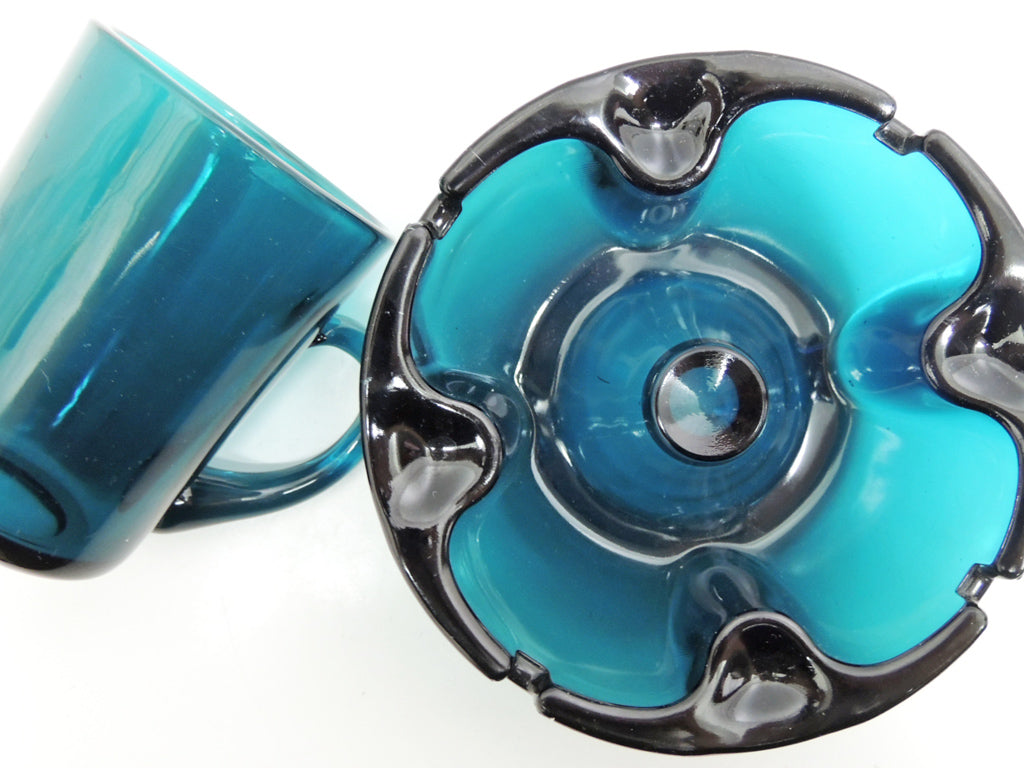 ヌータヤルヴィ Nuutajarvi カイフランク Kaj Franck #5602 ガラス マグ ＆ 北欧ビンテージ danish vintage ガラス アッシュトレイ ターコイズ   中古品 買い取りしました。