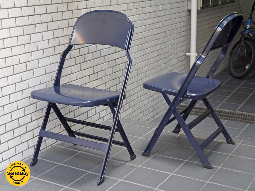 クラリン CLARIN オールスチール フォールディングチェア ALL STEEL FOLDING CHAIR エーシェイプ A shape ネイビー　中古品 買い取りしました。