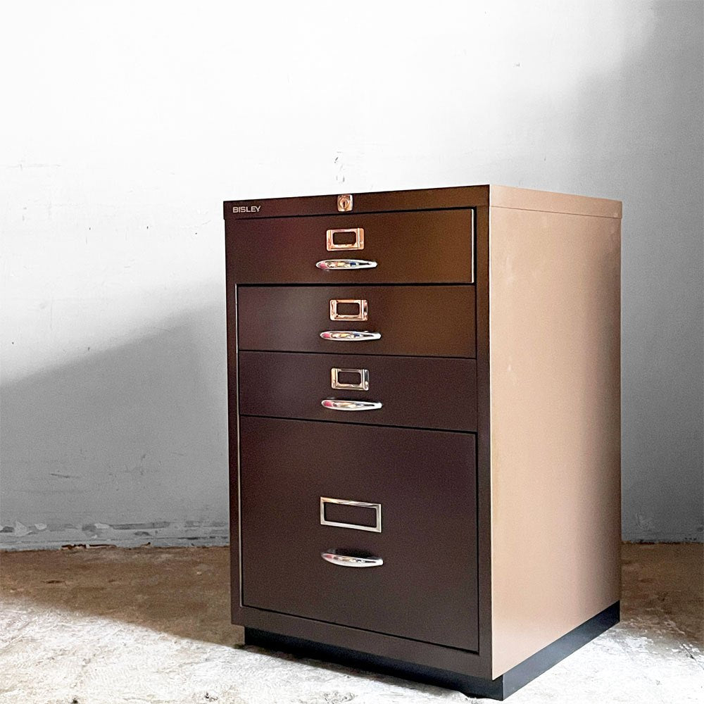 【自由が丘店】ビスレー BISLEY ベーシック BASIC Fシリーズ 1F3 ファイリングキャビネット 4段 ブラウン ノーマルベース デスクキャビネット 鍵欠品 買取させていただきました。