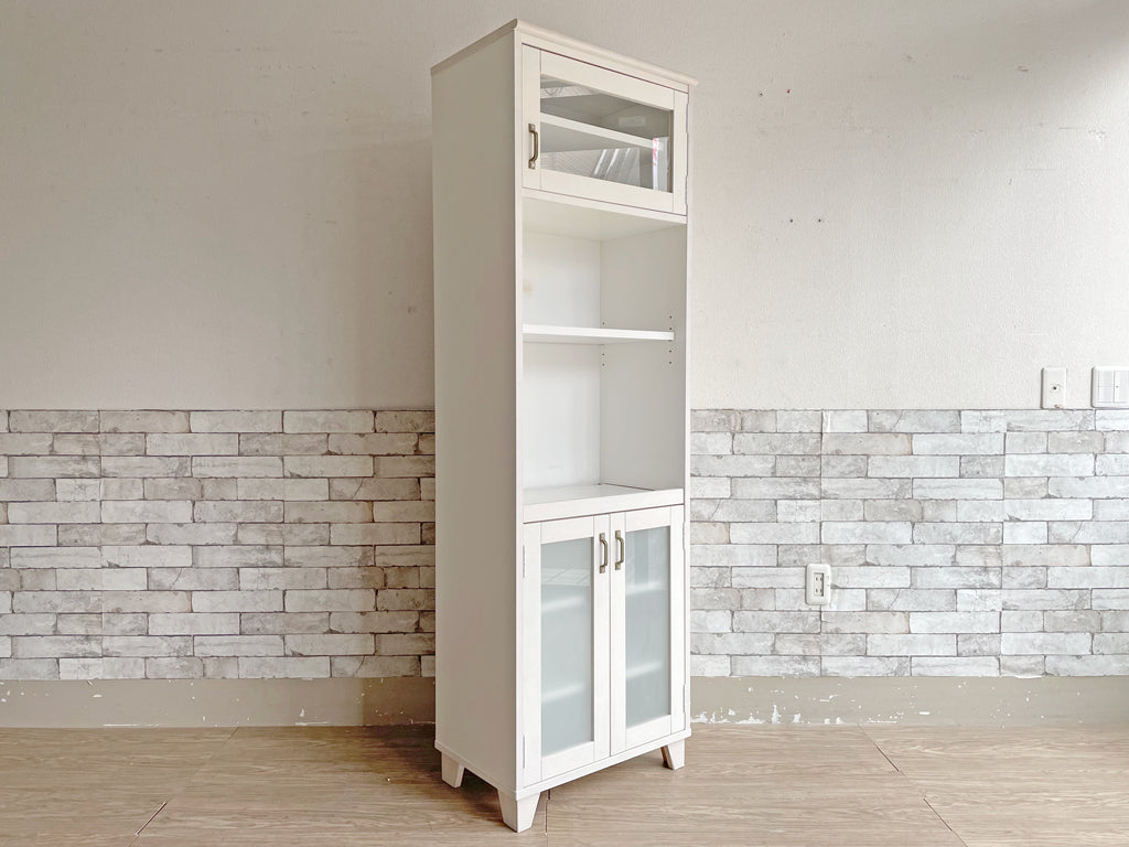 モモナチュラル Momo Natural ランド LAND レンジボード ホワイト レンジ台 キッチンボード スリムキャビネット H179cm カントリースタイル 中古品  買い取りしました。