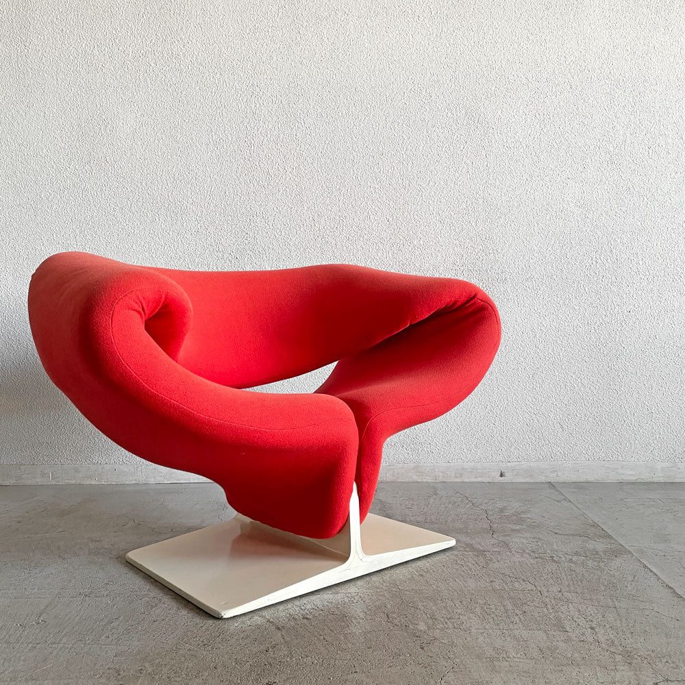 【登戸BASE店】アーティフォート Artifort リボンチェア Ribbon Chair ラウンジチェア ファブリック レッド系 ウッドベース ピエール・ポラン ミッドセンチュリーモダン ビンテージ 買取させていただきました。