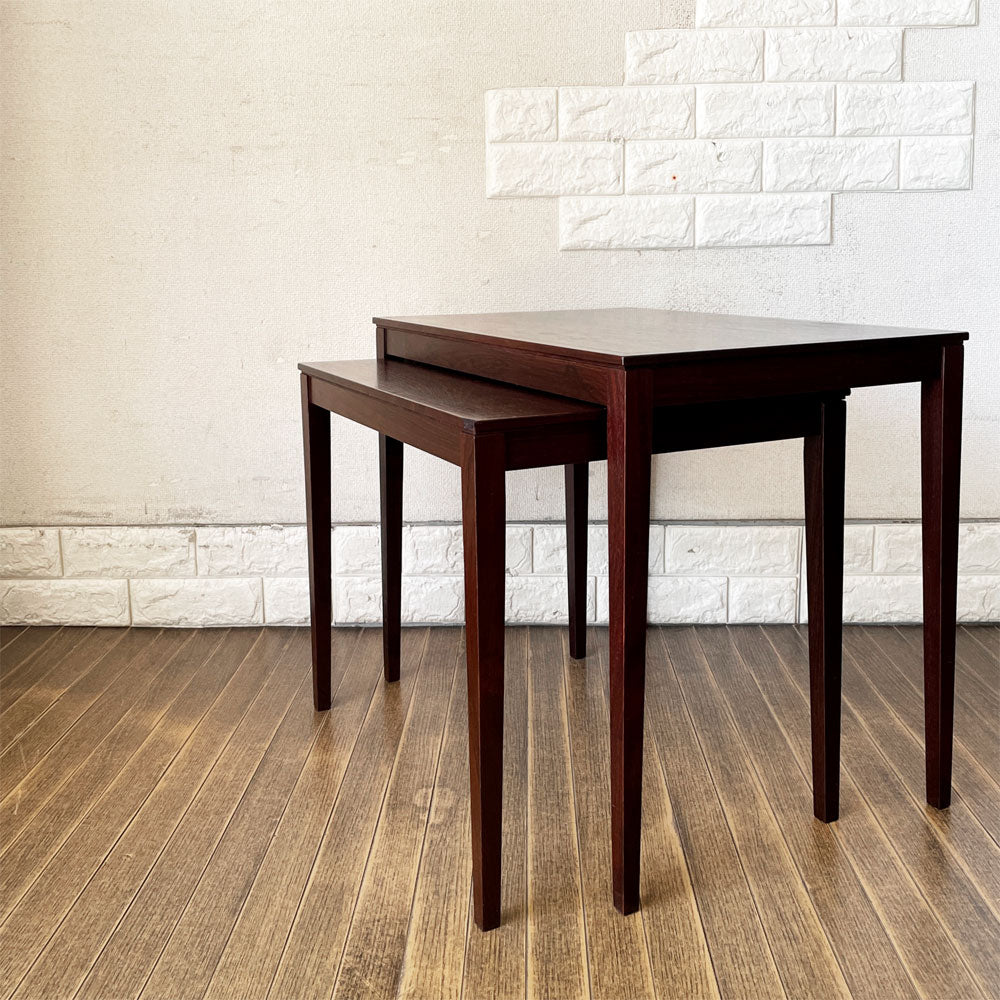 【経堂店】ベントシルバーグモブラー Bent Silberg Mobler ローズウッド材 ネストテーブル サイドテーブル 2連 W60/42cm デンマーク 北欧ビンテージ 買取させていただきました。