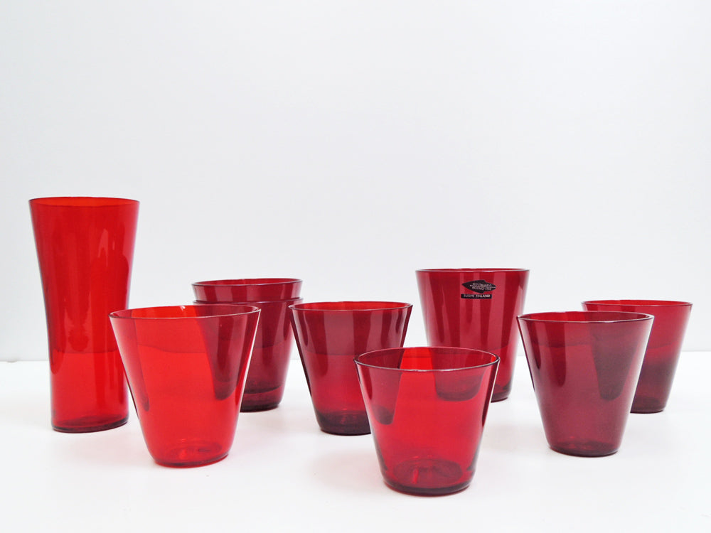 ヌータヤルヴィ Nuutajarvi & 北欧ビンテージ グラス タンブラー レッド 北欧食器 各種  中古品 買い取りしました。