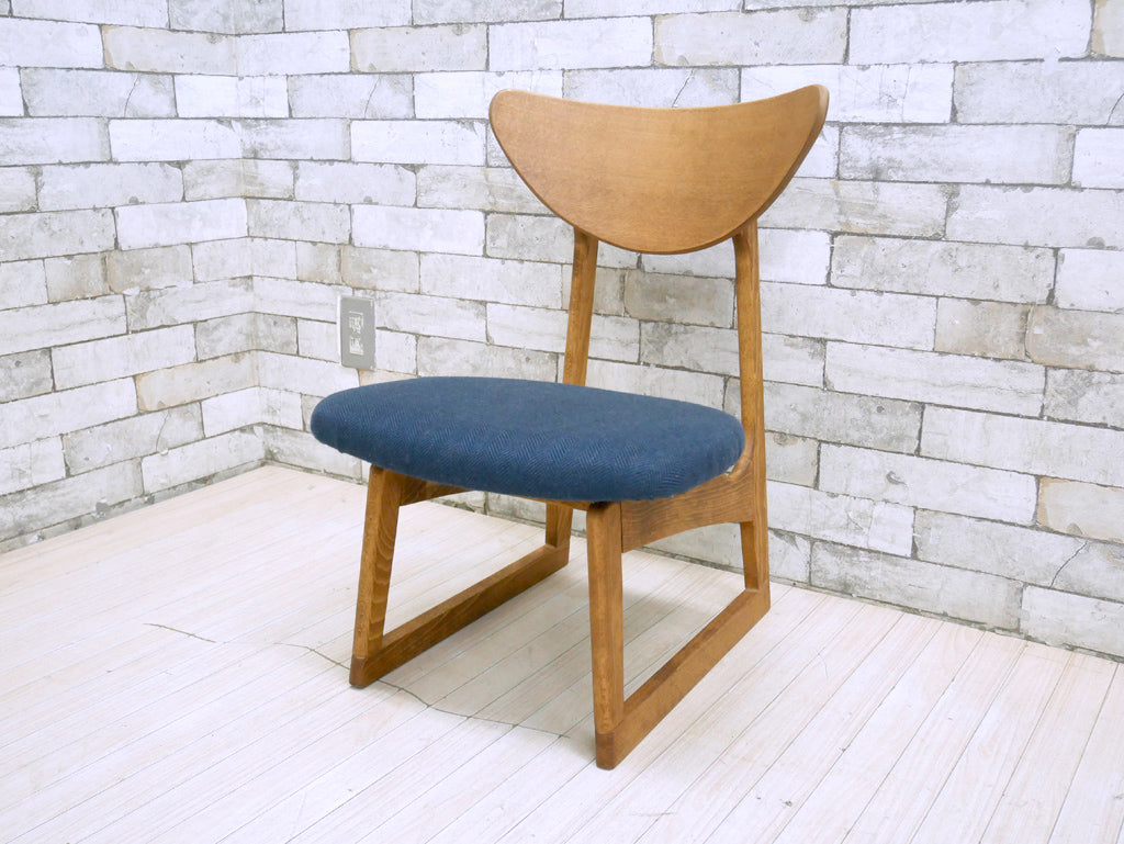 スウィッチ SWITCH ラガーチェア Lager Chair 中座椅子 ローチェア ブナ材 オーク材 ヘリンボーンファブリック ネイビー 現行 北欧テイスト 定価￥24,200- 中古品 買い取りしました。