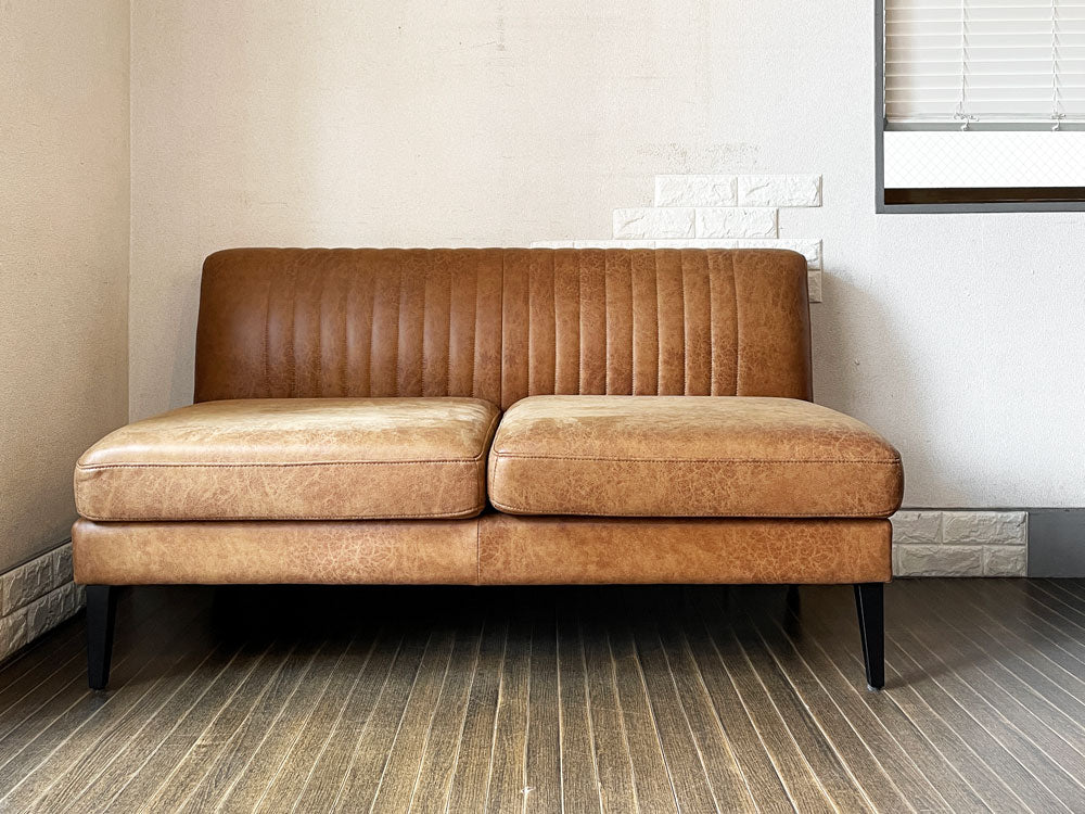 クラッシュゲート CRASHGATE ノットアンティークス Knot Antiques グレス GRESS 2人掛けソファ 肘なし Lサイズ W140cm キャメル 定価￥66,000-  中古品  買い取りしました。