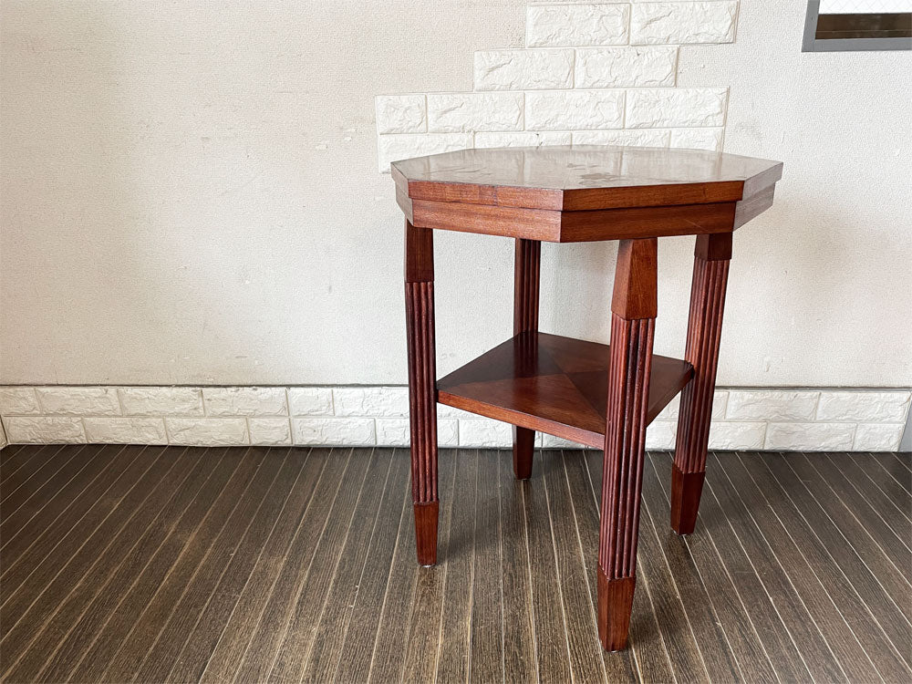 ビンテージ Vintage 木製 サイドテーブル オクタゴンテーブル 八角形 W59cm アールデコ  中古品  買い取りしました。