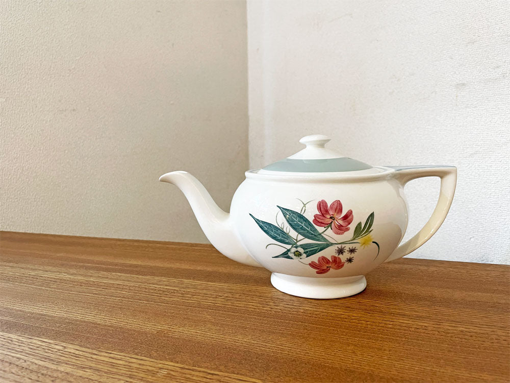 スージークーパー Susie Cooper フロリアーナ FLORIANA ティーポット W27cm フラワー柄 ハンドペイント UKビンテージ 英国食器  中古品  買い取りしました。