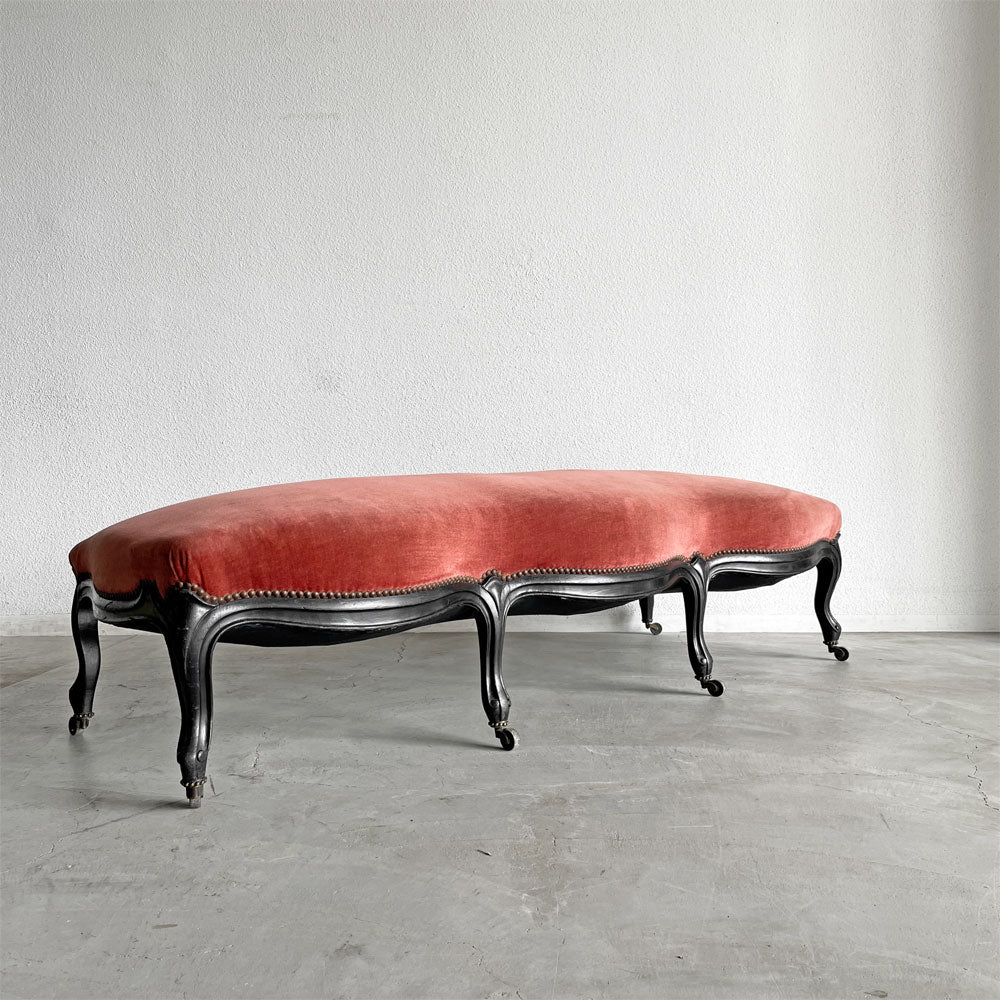 【登戸BASE店】ヨーロピアンクラシカル European Classical ソファベンチ ファブリックシート ベロア調 W166cm ナポレオン3世様式 フランスアンティークスタイル 買取させていただきました。
