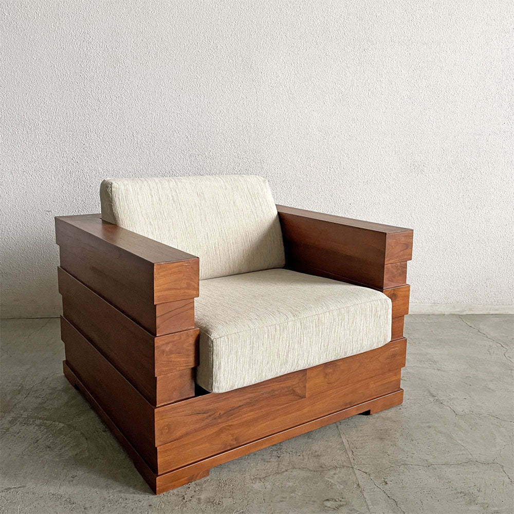 【登戸BASE店】スキャンティーク SCANTEAK ジェイセン JASEN 1Pソファ 1人掛け チーク材 ファブリック ホワイト系 参考価格約19万円 買取させていただきました。