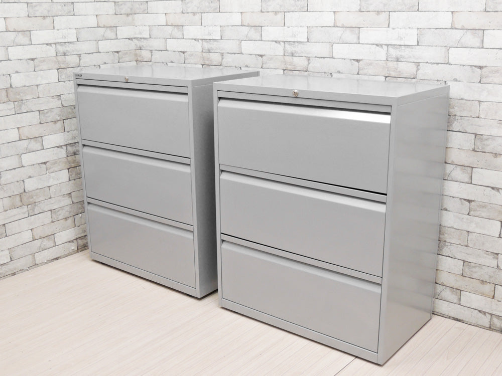 ビスレー BISLEY ラテラル LATERAL 08C313H ファイリングキャビネット シルバー 旧型 W80cm 受注生産品 抽斗3杯 オフィス家具 英国 ×２  中古品 買い取りしました。