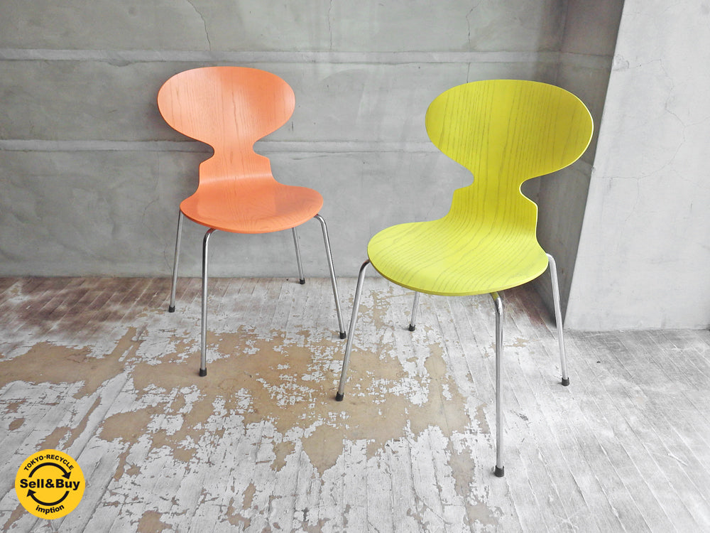 フリッツハンセン Fritz Hansen アントチェア ANT CHAIR アルネ ヤコブセン カラードアッシュ レモン ＆ ピーチ 4本脚 アリンコチェア 中古品 買い取りしました。
