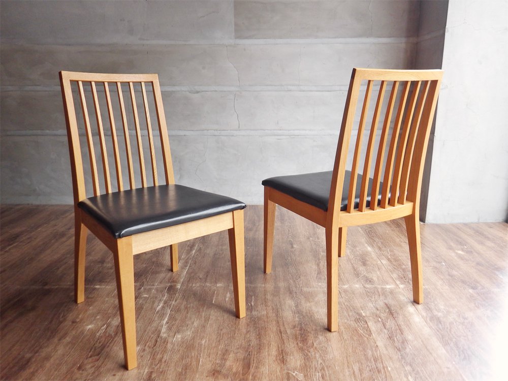 ナチュラルモダン Natural Modern ダイニングチェア 2脚セット アッシュ材 × PVCレザー ブラック 中古品 買い取りしました。