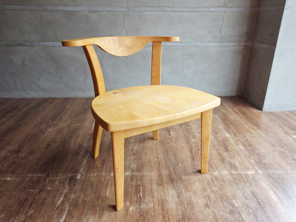 テーブル工房 KIKI ハーフアーム half arm チェア トチ材 村澤一晃デザイン ナチュラル クラフト家具 定価:￥68,670- 廃盤 希少 中古品 買い取りしました。