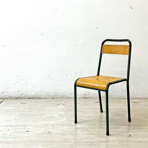 【祖師ヶ谷大蔵店】 フランスヴィンテージ スクールチェア スタッキングチェア プライウッドシート x スチールフレーム キッズチェア 学校椅子