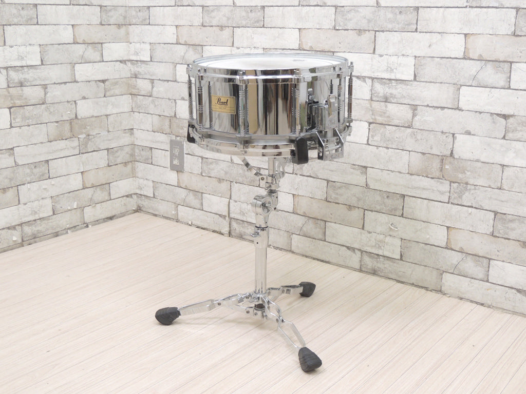 パール Pearl S-814D スネアドラム Free Floating Steel Shell 純正スタンド付き 中古品 買い取りしました。