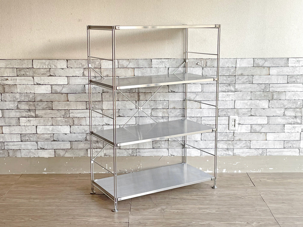 無印良品 MUJI ステンレスユニットシェルフ ステンレス棚セット 中 ワイド 4段 W86cm 中古品  買い取りしました。
