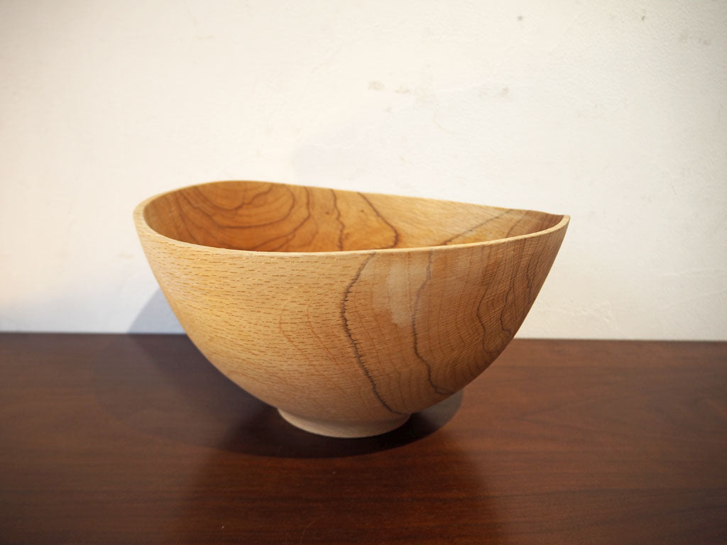 須田二郎 木製の器 ボウル 32cm 無垢材 木工旋盤 ターニングウッド サラダボウル 大鉢 インテリア オブジェ 中古品 買い取りしました。