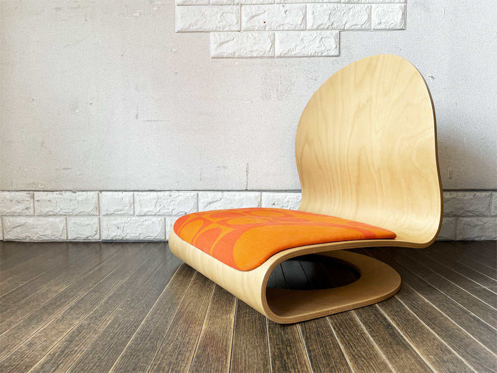 フリッツベッカー Fritz Becker タタミチェア Tatami Chair ビーチ材 ナチュラル ジオメトリックファブリック オレンジ 座面張替済 ヴェルナー・パントン ドイツ  中古品  買い取りしました。