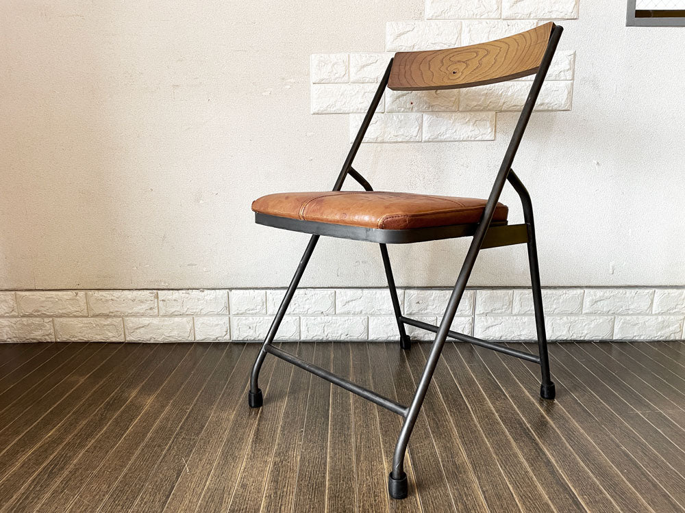 トラックファニチャー TRUCK FURNITURE スットチェア SUTTO CHAIR ナラ無垢材 レザー座面 ブラウン系 インダストリアル 廃番  中古品  買い取りしました。