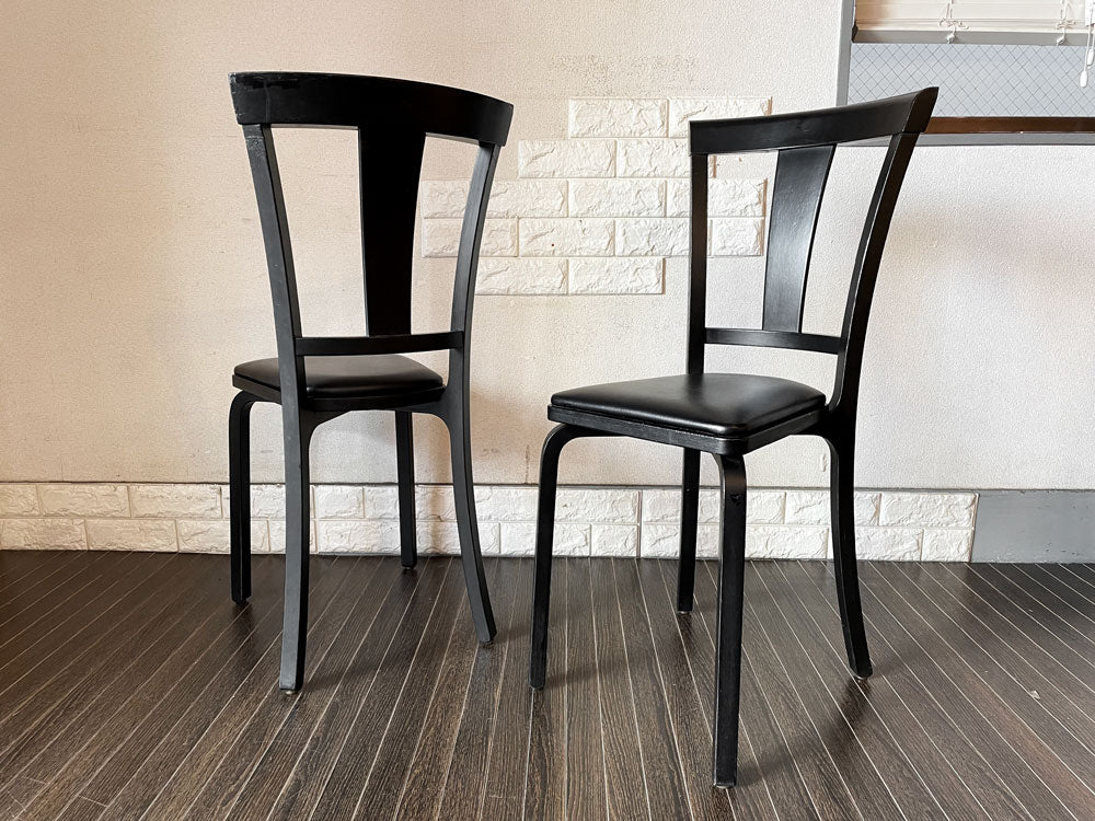 天童木工 tendo ティーシリーズ T series 食卓イス T-5390 ダイニングチェア 2脚セット ブナ材フレーム ビニールレザーシート ブラック ジャパンビンテージ  中古品  買い取りしました。