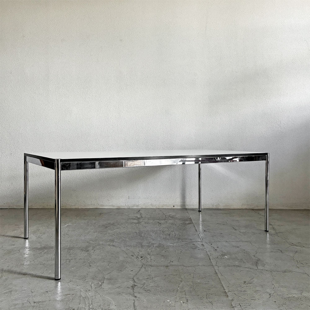 【登戸BASE店】ユーエスエムハラー USM Haller ハラーテーブル パールグレーラミネート（ホワイト） W200×D100cm 高さ調節機能＆調整リング付 スイス 買取させていただきました。