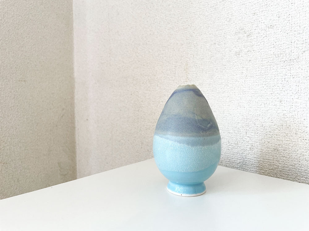 竹村良訓 Yoshinori Takemura フラワーベース 花瓶 一輪挿し ブルー H11cm 陶芸 現代作家  中古品  買い取りしました。