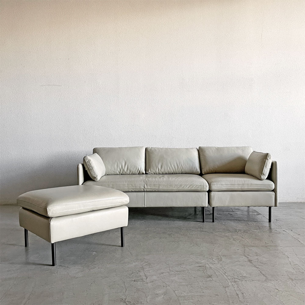 【登戸BASE店】アクタス ACTUS ファイブバイファイブ five by five トランス TRANS システムソファ カウチソファ セパレートタイプ 3点セット W208cm 本革 オフホワイト系 参考価格￥316,800- 廃番 買取させていただきました。