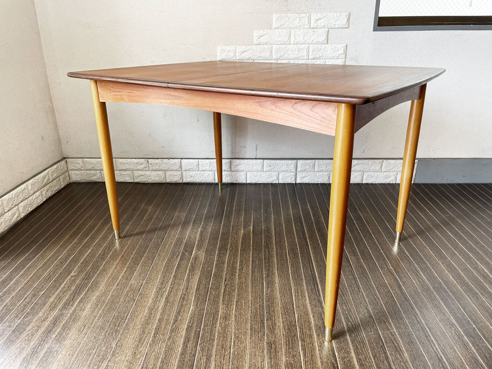 北欧ビンテージ Scandinavian Vintage エクステンション ダイニングテーブル チーク材天板×ビーチ材脚 W120/150 cm 伸長式  中古品  買い取りしました。