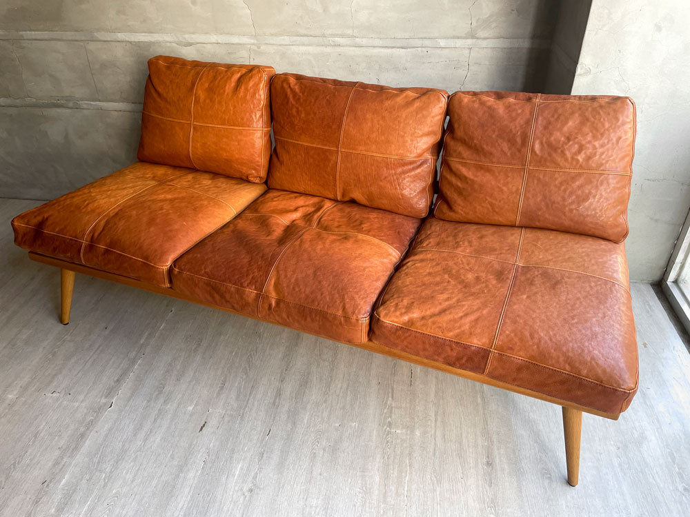 トラックファニチャー TRUCK FURNITURE CSソファ CS SOFA 3P ナラ無垢材 レザークッション ヌメ革 廃番仕様 定価￥655,500- 中古品 買い取りしました。