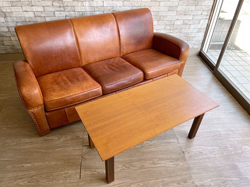 トラックファニチャー TRUCK FURNITURE レザーソファ LEATHER SOFA L-3 3p ブラウン 牛革 定価\610,000- 廃番 ～トップブランドからの自信の一台～