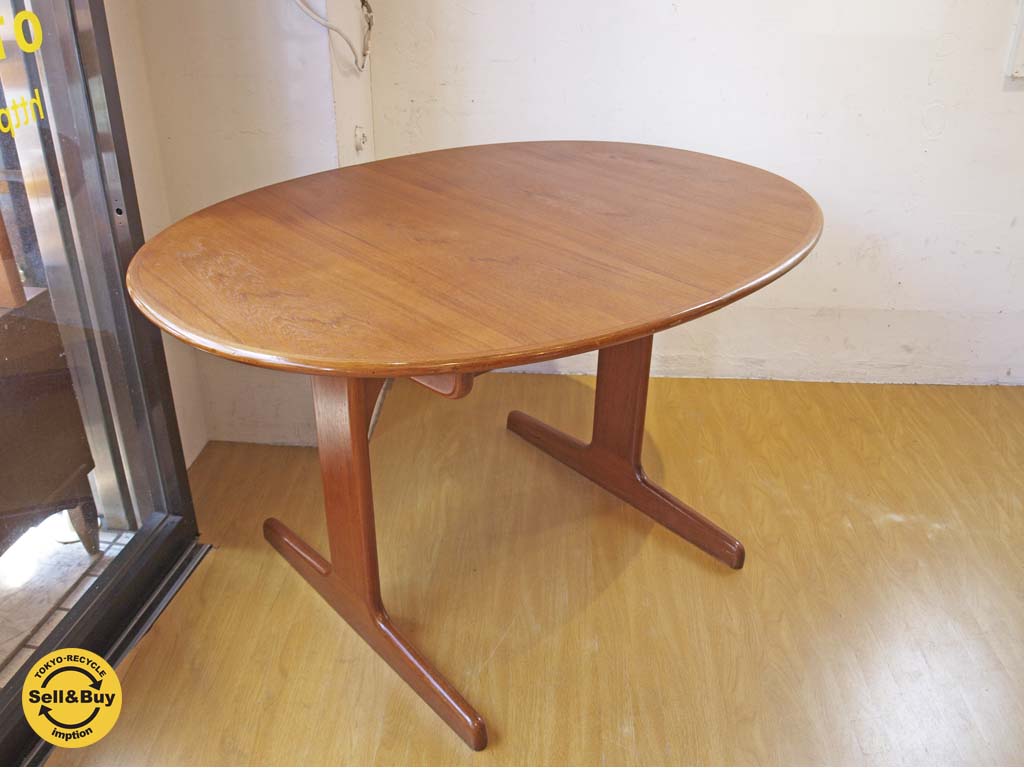 ジャパンビンテージ チーク材 EXダイニングテーブル 120cm-170cm オーバル 中古品 買い取りしました。
