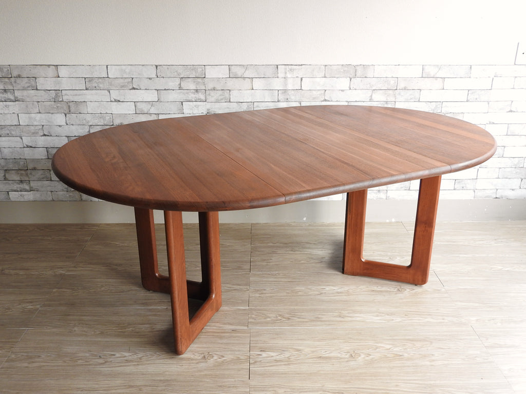 デンマークビンテージ Danish Vintage チーク材 ダイニングテーブル エクステンション EX 伸長式 ラウンド W120-185cm 追加天板付 北欧家具  中古品 買い取りしました。