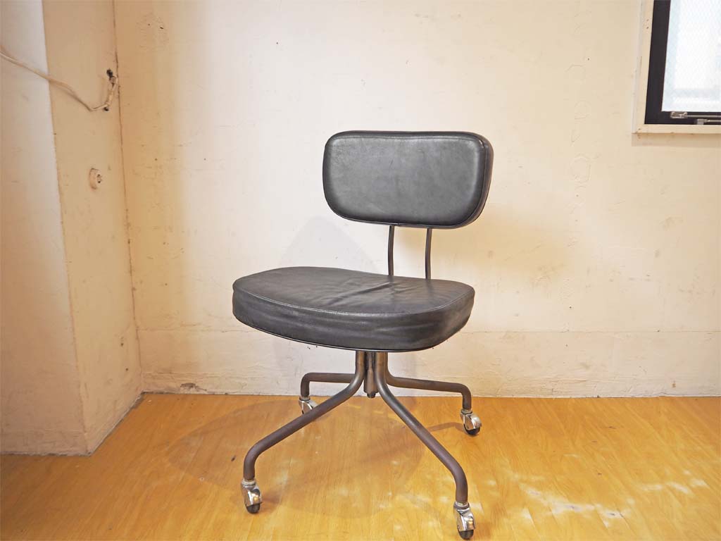 トラックファニチャー TRUCK FURNITURE デスクチェア キャスター レザー 黒 インダストリアル 中古品 買い取りしました。