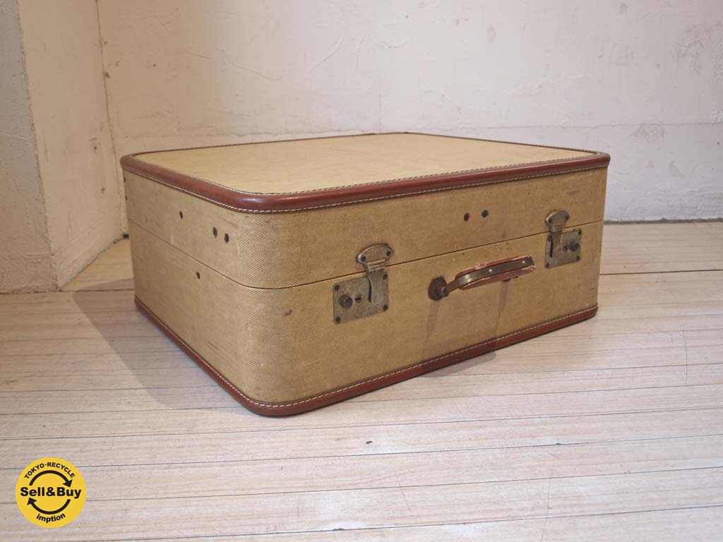 ヴィンテージトランク Vintage trunk スーツケース ベージュ ブラウン 鍵付 中古品 買い取りしました。下北沢店 出張買取もお任せ下さい。