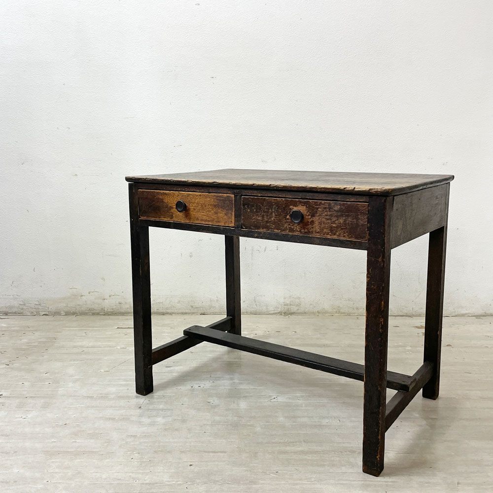 【祖師ヶ谷大蔵店】ジャパンビンテージ Japan Vintage 古い木味のデスク 抽斗2杯 レトロ家具 W90cm 買取させていただきました。