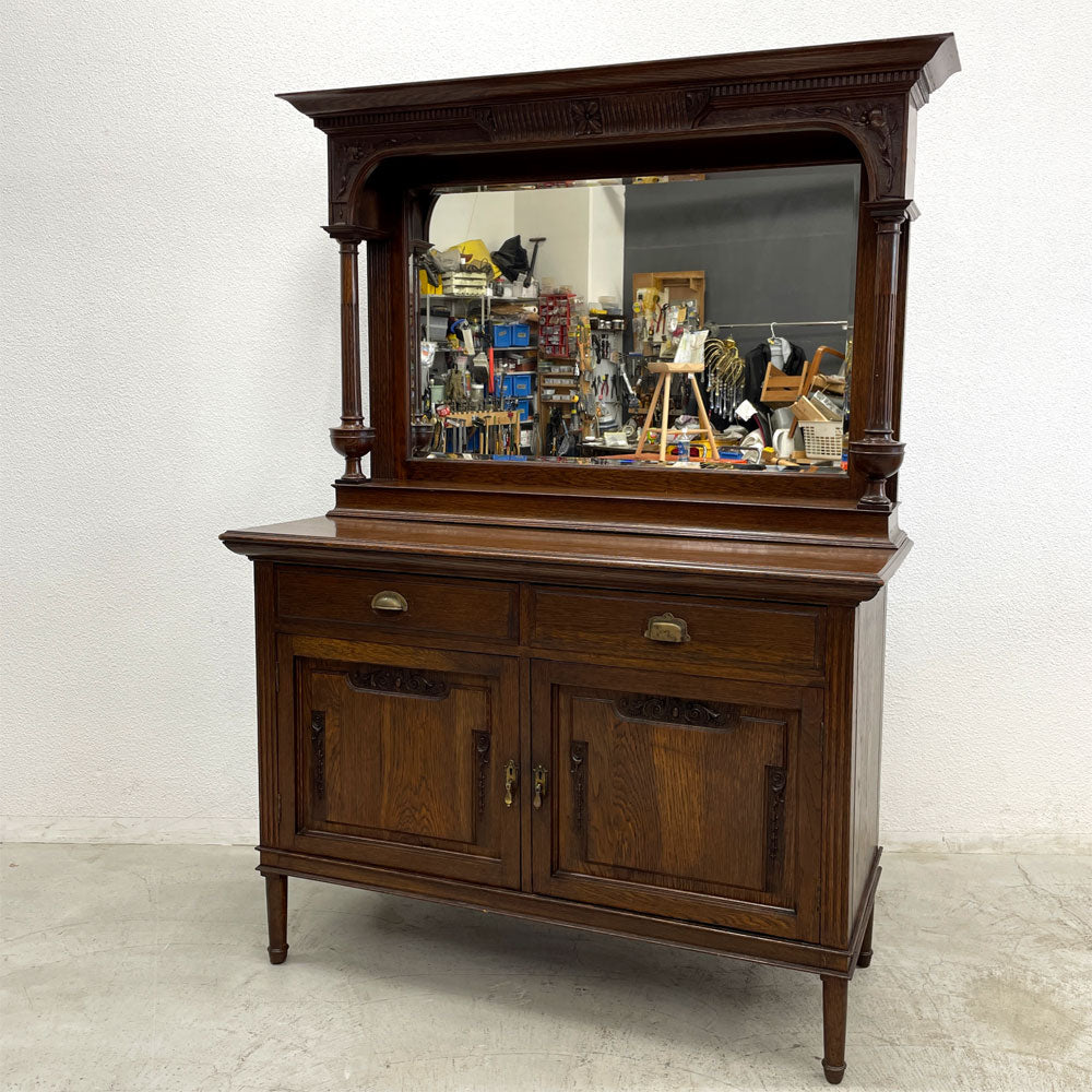 UKビンテージ RAY & MILES ミラーバックサイドボード オーク材 英国家具 アンティーク 鍵欠品 ～ 100年以上の歴史が持つ魅力～