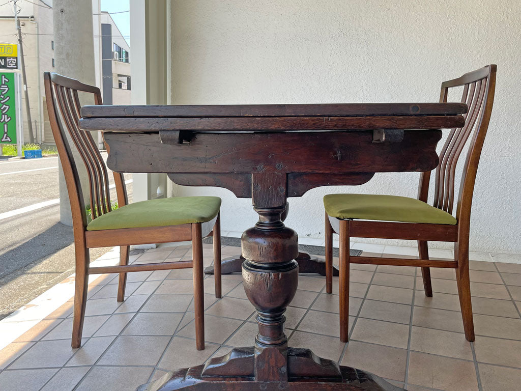 UKビンテージ ドローリーフ ダイニングテーブル オーク材 幅136.5cm ビッグバルボスレッグ 伸長式 英国家具 ～ 英国家具でおもてなし ～