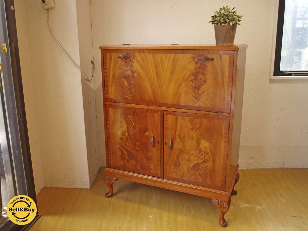 UKビンテージ Vintage カクテルキャビネット ドロワー ミラー 英国家具 猫脚 飾り棚 収納 中古品 買い取りしました。