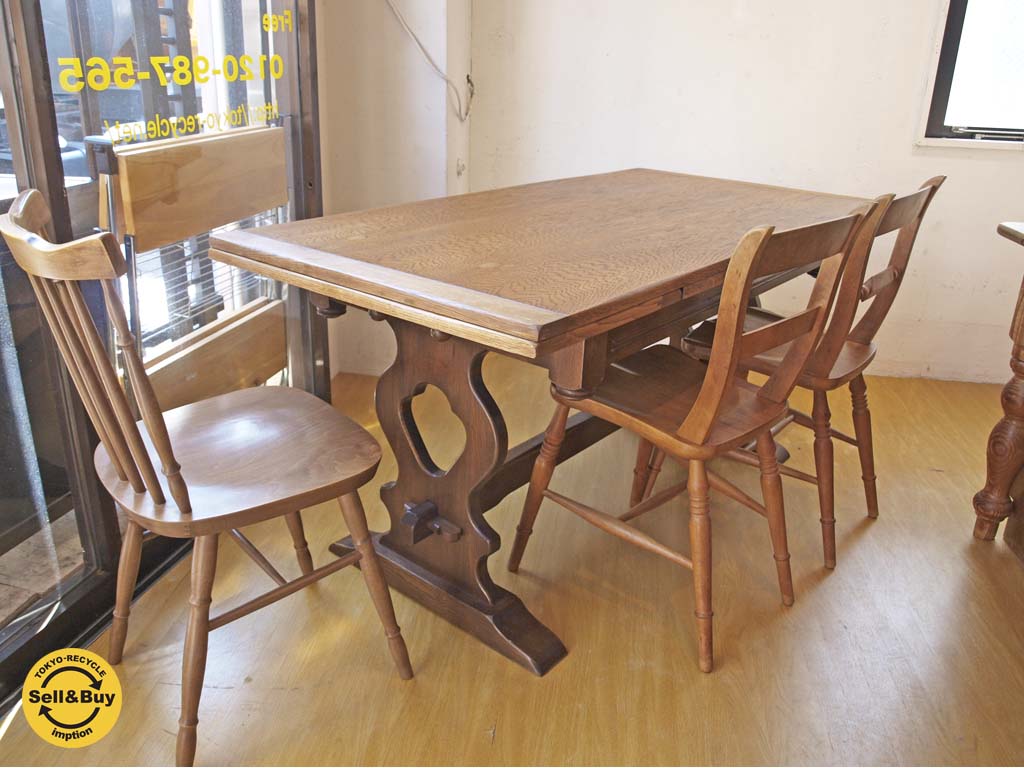イギリスビンテージ UK Vintageドローリーフテーブル オーク無垢材 ～ 脚部まで見どころ見せどころ満載のテーブル