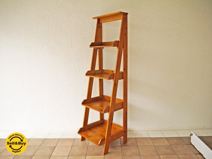 ウニコ unico フスタ FUSTA 廃番 ラダーシェルフ L ブラウン ladder shelf オープンシェルフ シューズラック 本棚 ビンテージスタイル ナチュラル 杉材 定価：¥22,680- ～ ラフな杢目を活かした『丁度イイ！』サイズの家具♪ ～ 【 買取と販売とレンタルのお店 】