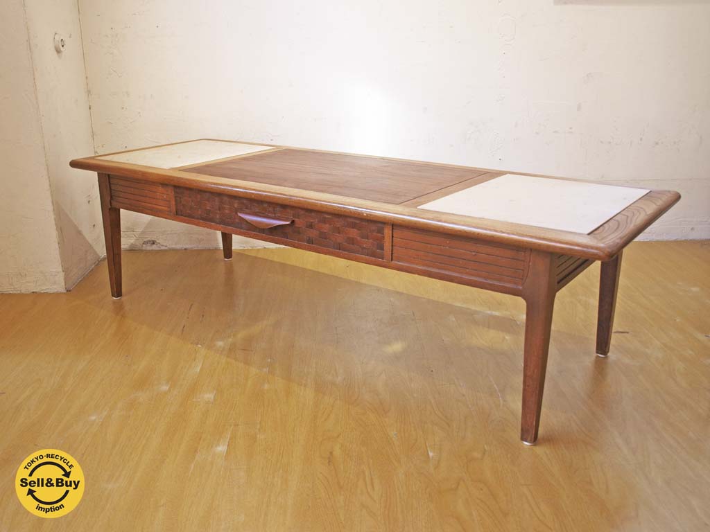 US ビンテージ コーヒーテーブル Coffee table ミッドセンチュリー センターテーブル マホガニー ウォールナット × 大理石 アメリカ 中古品 買い取りしました。