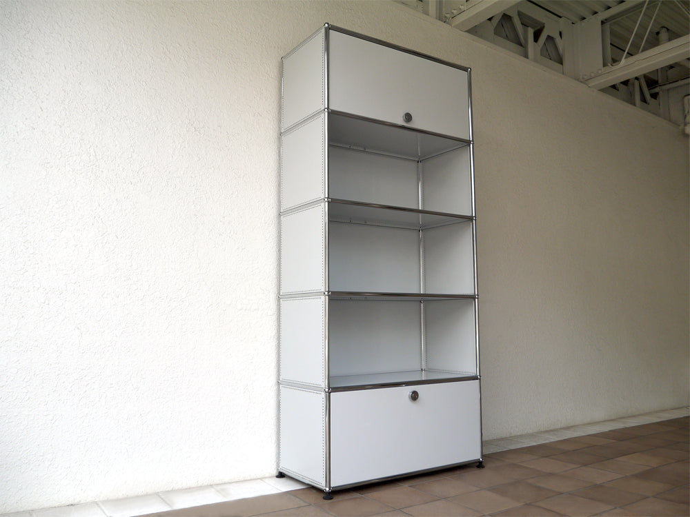 ユーエスエム ハラーシステム USM Modular Furniture ユニット1×5ステージ トールシェルフ キャビネット W786 ライトグレー 定価￥292,190- 本棚 オフィス家具 店舗什器 ラック ～ MoMA 永久所蔵品としても名高いデザイン&機能共に優れたシステムストレージ！ ～