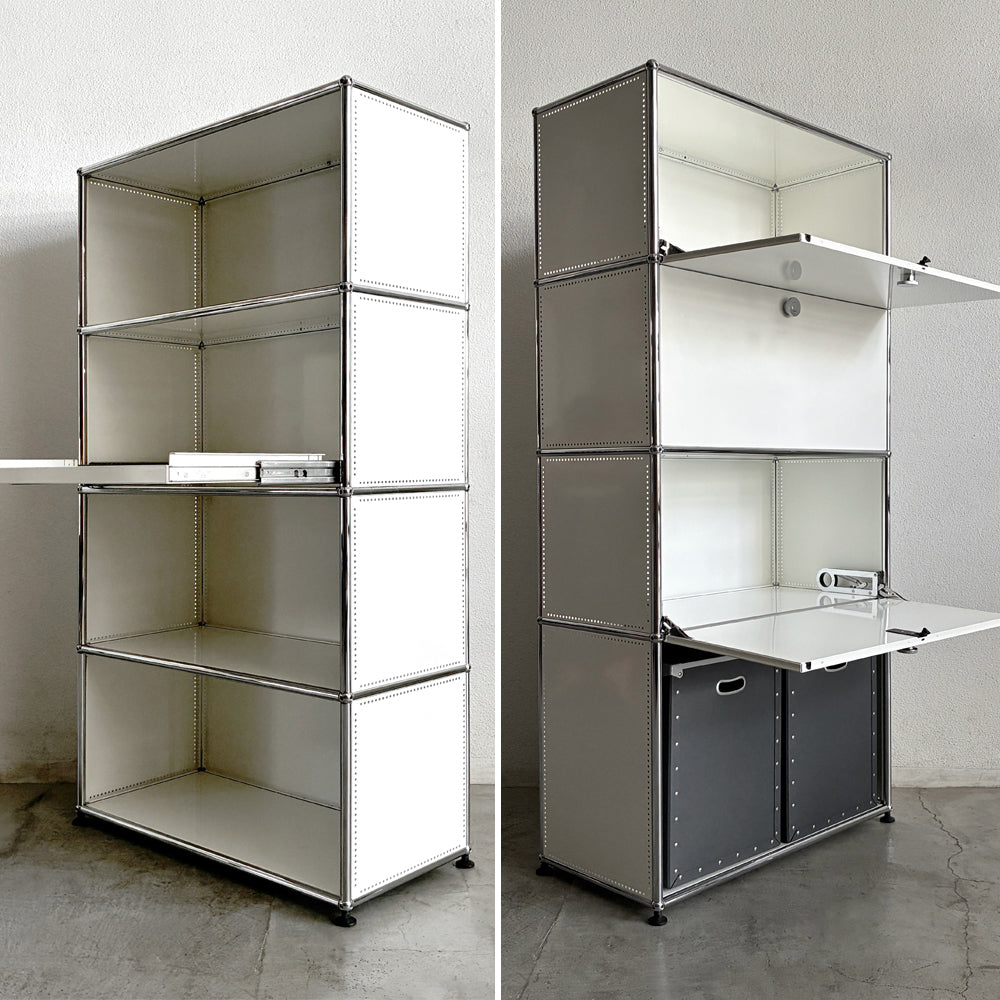 【登戸BASE店】ユーエスエム ハラーシステム USM Modular Furniture ユニット1×4ステージ キャビネット シェルフ W786 ピュアホワイト 2タイプ入荷！ 本棚 オフィス家具 店舗什器 ラック 買取させていただきました。
