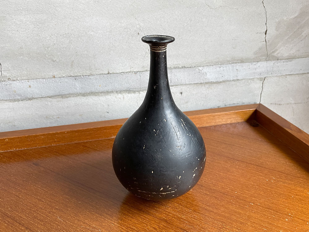安齋賢太 黑 一輪挿し 花器 フラワーベース H19.5cm 現代作家 中古品 買い取りしました。