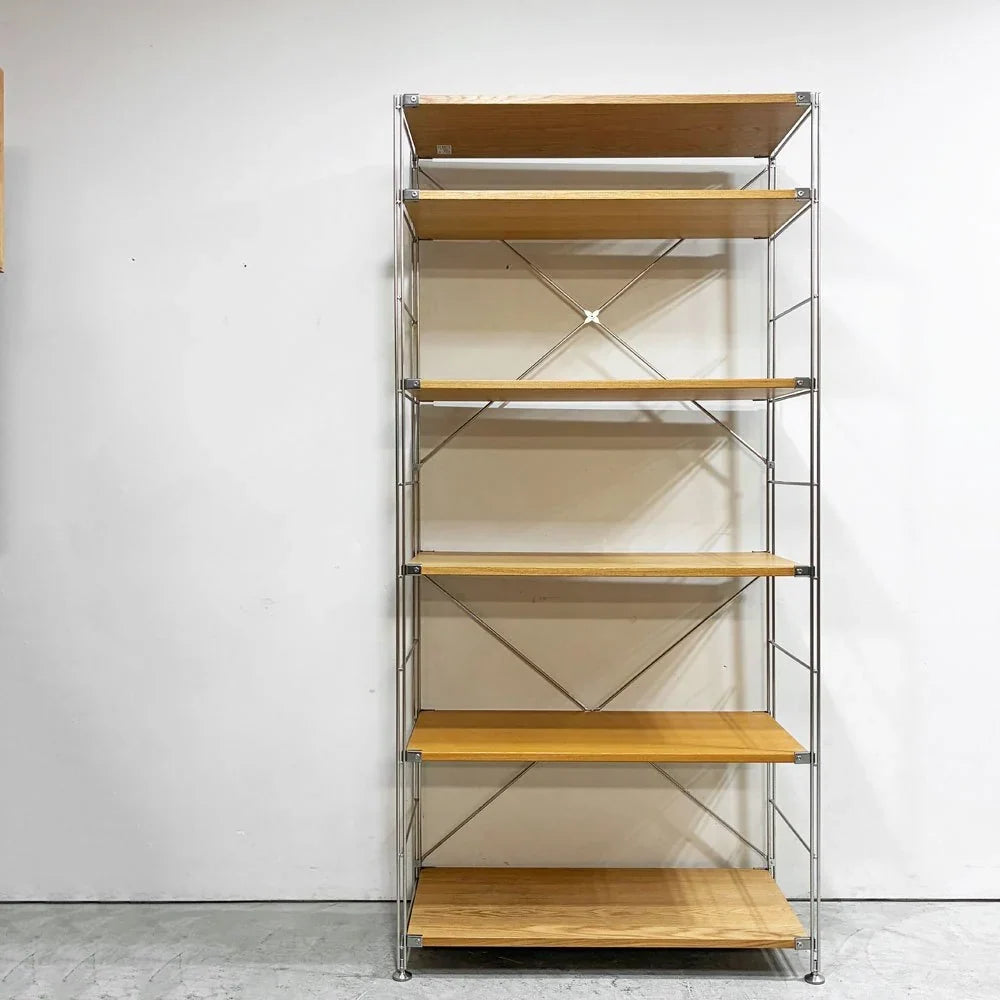 【祖師ヶ谷大蔵店】無印良品 MUJI ステンレスユニットシェルフ オーク材×タモ材 ワイド 大 W84 H175cm ナチュラルデザイン 買取させていただきました。