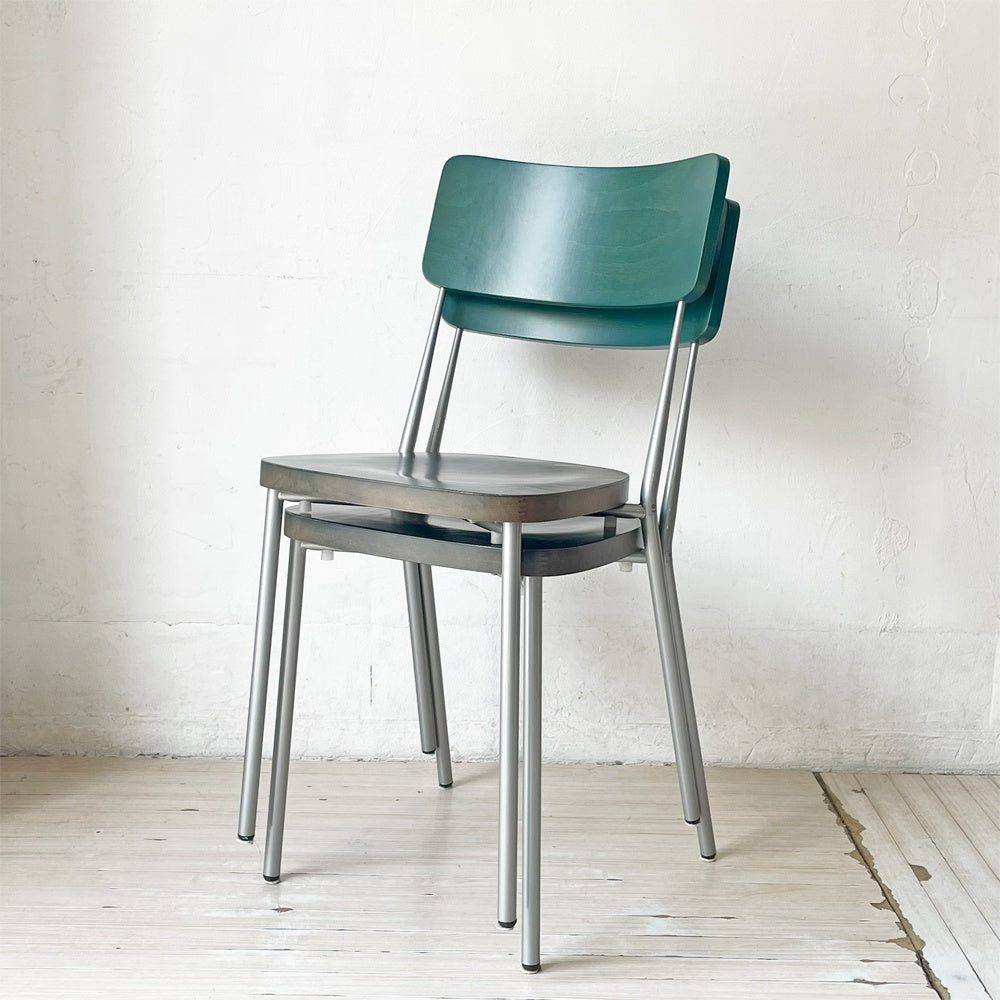 【下北沢店】エミュー emu スチールｘウッド ダイニングチェア スタッキングチェア グリーン インダストリアルテイスト 2脚セット 買取させていただきました。