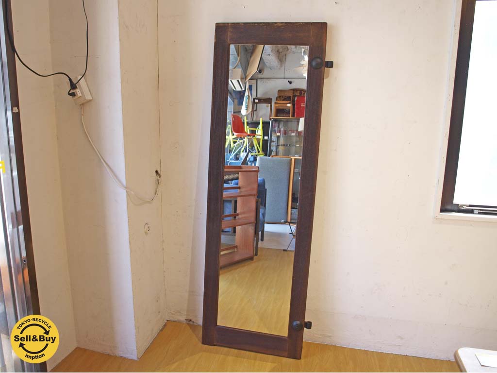 ビンテージ スタンドミラー mirror 古材 装飾 店舗什器 立掛け 姿見 中古品 買い取りしました。