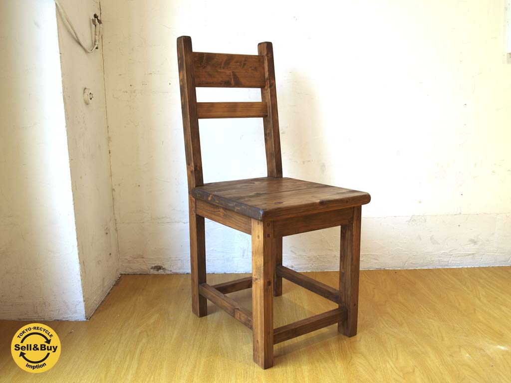 ビンテージスタイル デスクチェア desk chair 古材風 パイン材 サイドチェア 中古品 買い取りしました。