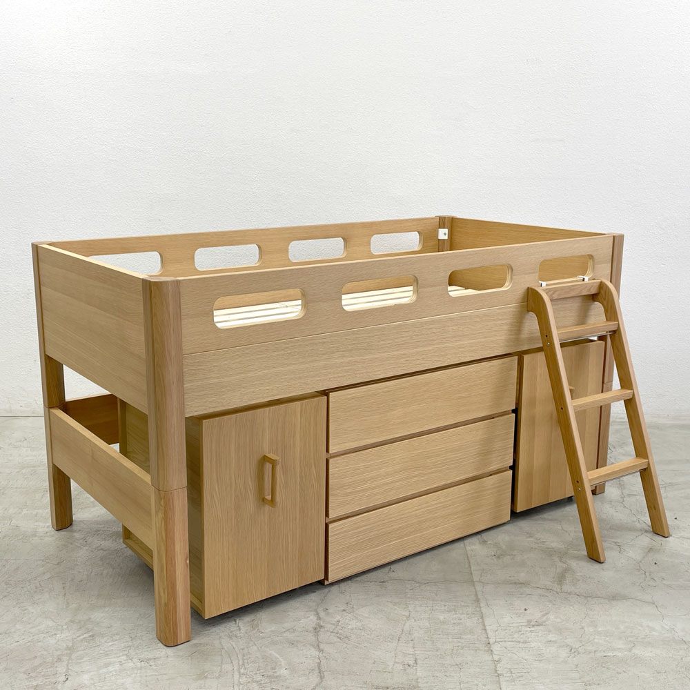 【登戸BASE店】アクタス ACTUS ファズル FUZZLE オーク材 ハイベッド + 3段チェスト＋ハンドル付きシェルフ＆ハンドル付きチェスト 4点セット 買取させていただきました。