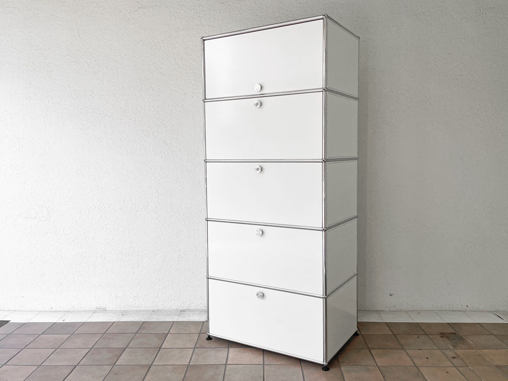 ユーエスエムハラー USMハラー USM Haller モジュラーファニチャー キャビネット 1列5段 ホワイト W77cm×52cm フリップアップドア＋ドロップダウンドア×4 スイス 中古品 買い取りしました。